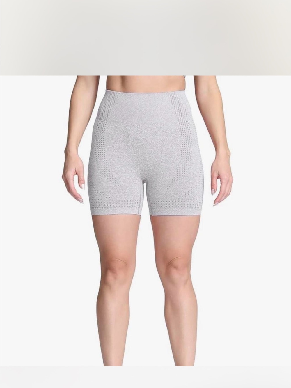 Seamless High-Waist Light Gray Shaping Shorts